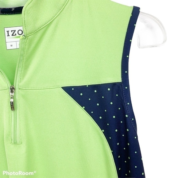 Izod 1/4 Zip Green and Navy Golf Shirt Size M - Picture 4 of 8